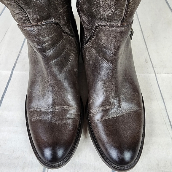 Vintage Tall Fashion Riding Boots Dark Taupe Brown Size 38=7.5 Prep Preppy - Picture 9 of 16